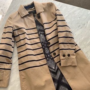 NWOT J.Crew Striped Trench Coat